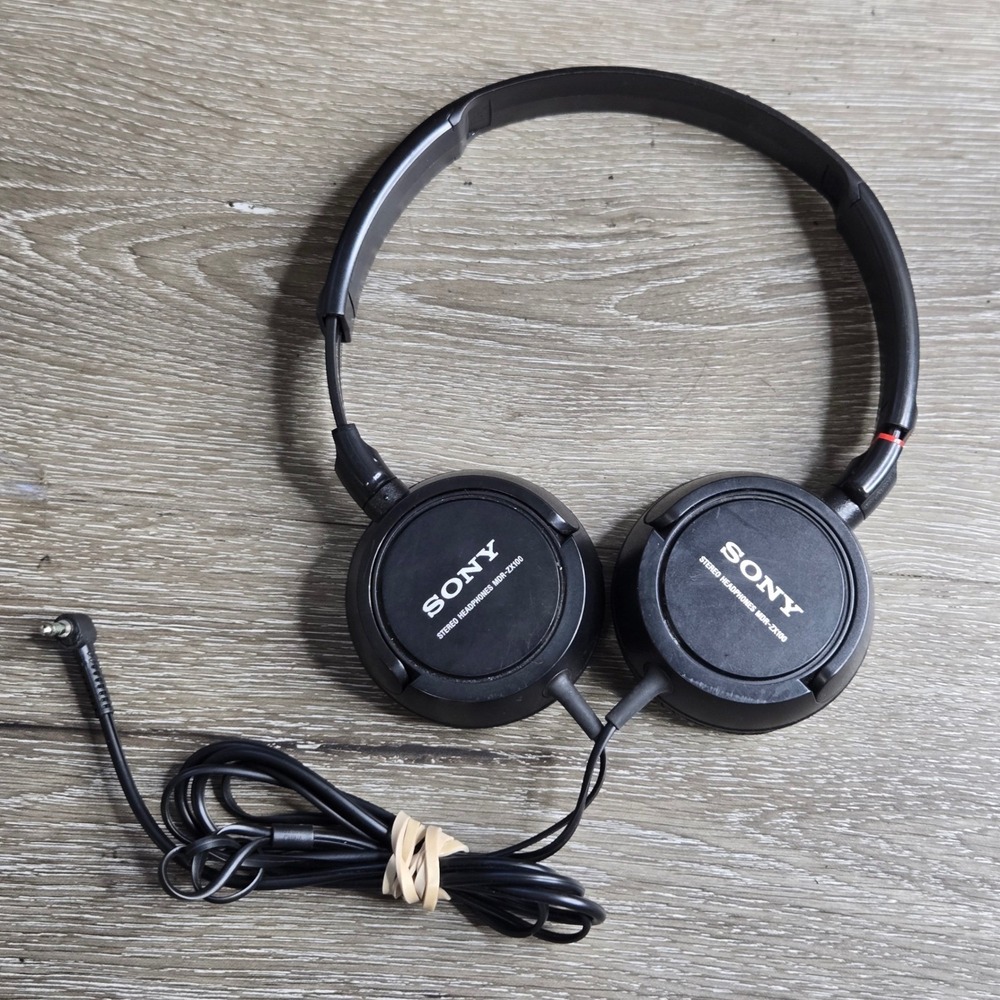 Sony MDR-ZX100 Stereo Headphones Black Wired Over Ear Studio Monitor Tested